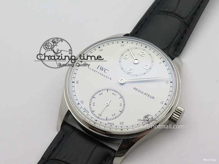 MIROTIME 0127 Effortless Portuguese IW544404 SS White Dial On Black Leather Strap A 7257